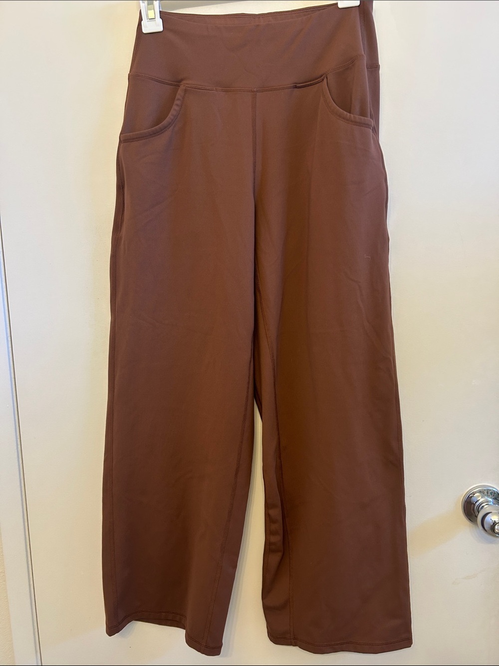 Wide-Leg Pull-On Pants with Front Pockets - Brown